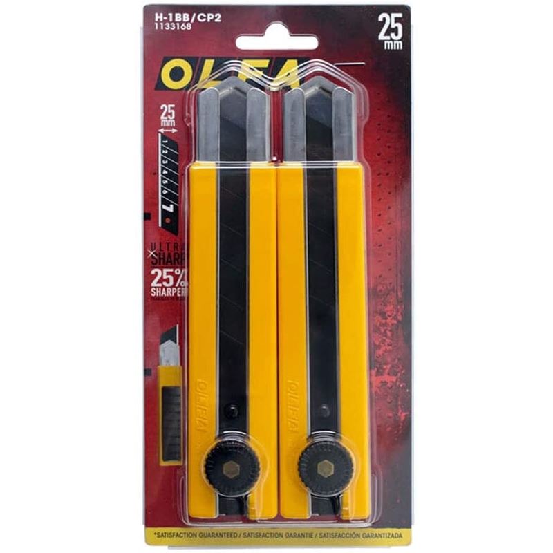 OLFA H-1BB/CP2 H-Series 25mm Ratchet-Lock Heavy-Duty Snap-Off Knife (2-Pack)