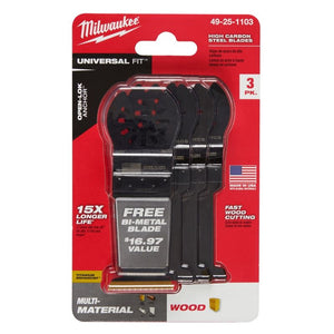 Milwaukee 49-25-1103 OPEN-LOK 1-3/8 in Hcs Wood Blades 3 Pk