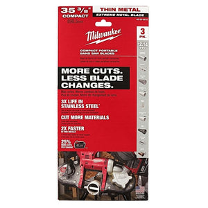 Milwaukee 48-39-0619 Extreme Thin Metal Band Saw Blades 3 pk Compact