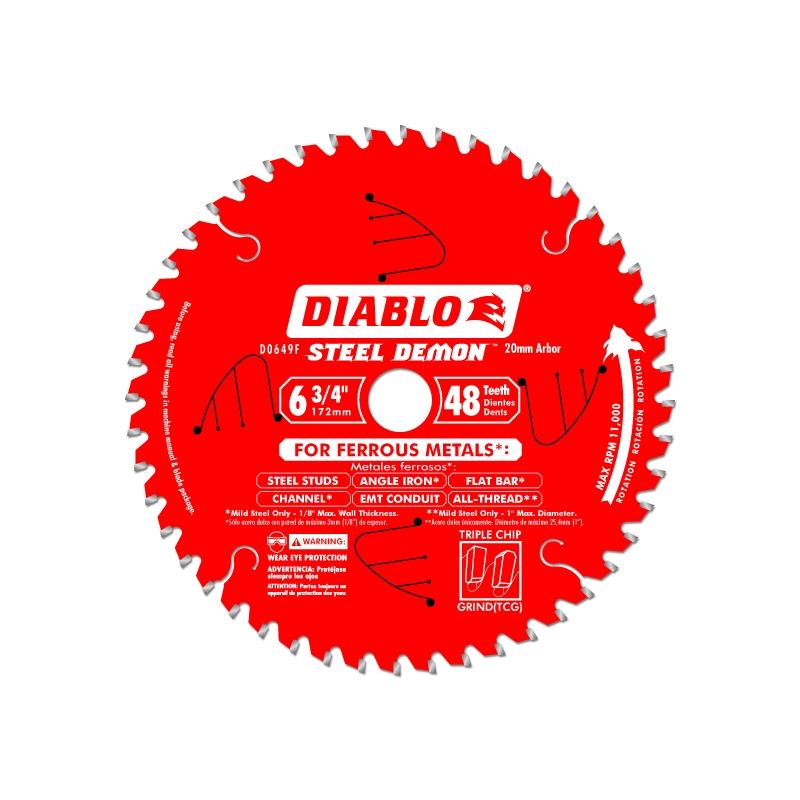 Diablo D0649F 6-3/4 in. x 48 Tooth Steel Demon Metal Cutting Saw Blade