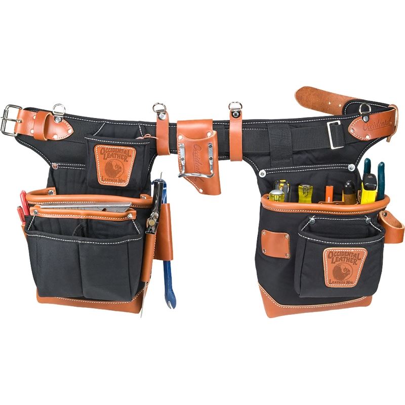 OCCIDENTAL LEATHER 9850 - Adjust-to-Fit Fat Lip Tool Bag Set - Color: Black