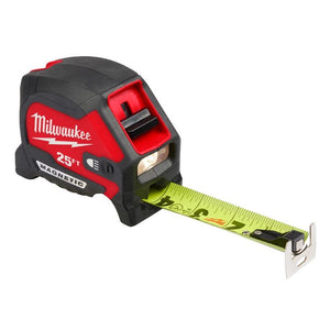 Milwaukee 48-22-0428 25ft Compact Wide Blade Magnetic Tape Measure w/ Rechargeable 100L Light