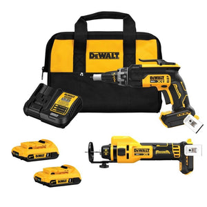 DEWALT DCK265D2 20V MAX XR Brushless Drywall Screwgun and Cut-Out Tool Combo Kit (2.0Ah)