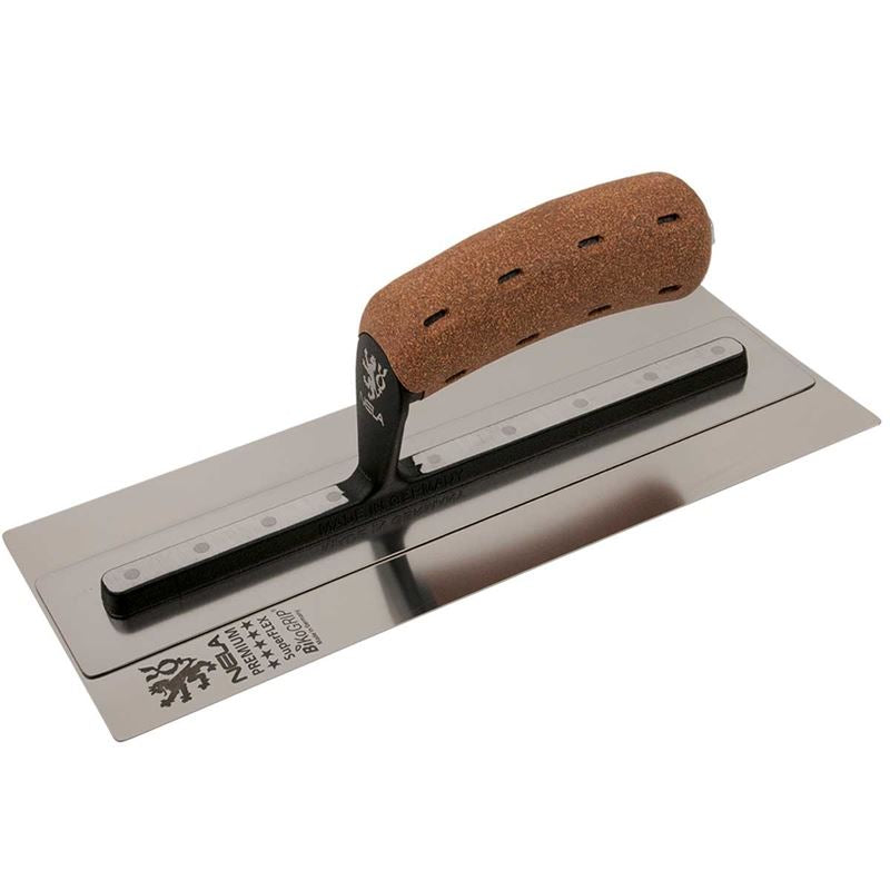 Nela 11" x 4.3" SuperFLEX Cork Hdl SS Finishing Trowel