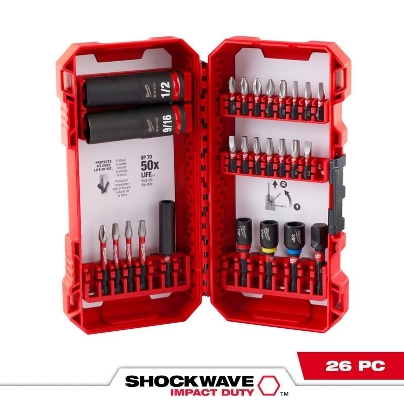 Milwaukee 48-32-4408 SHOCKWAVE Impact Duty Drive & Fasten Set - 26PC