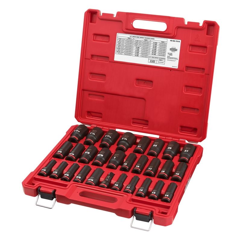 Milwaukee 49-66-7016 29PC SHOCKWAVE Impact Duty 1/2in Drive SAE & Metric Deep 6 Point Socket Set