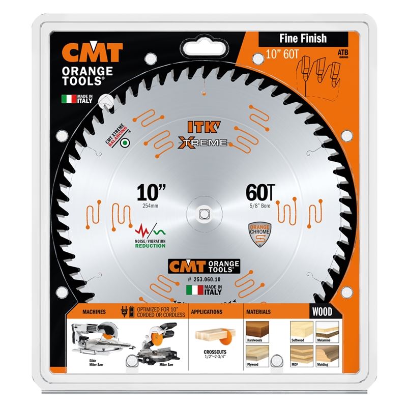 CMT 253.060.10 10 in Sliding Fine Finsh Saw Blade - 60T