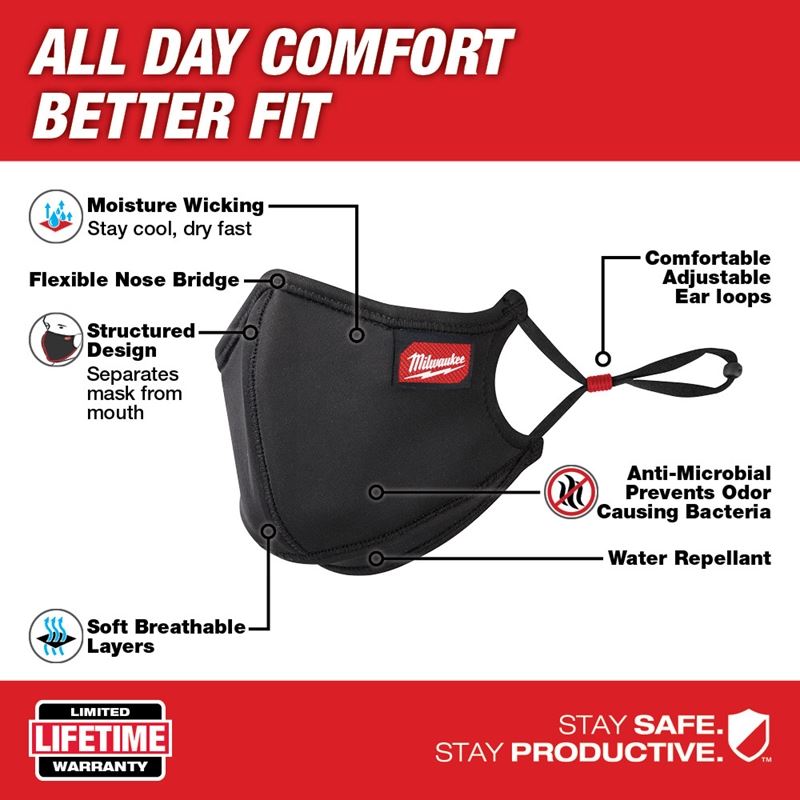 Milwaukee 48-73-4238 3PK L/XL 3 LAYER PERFORMANCE FACE MASK