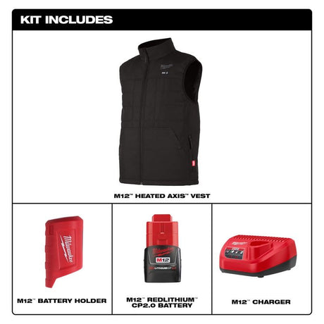 Milwaukee 305B-21 M12 Heated AXIS Vest Kit - Black