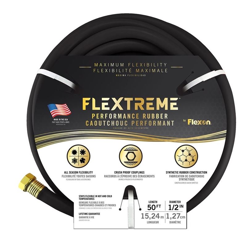 Toolway 88010447 Garden Hose 1/2 In X 50ft Flextreme Perfomance Rubber Black