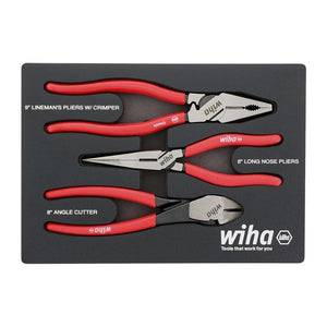 WIHA 34680 3 Piece Classic Grip Pliers and Cutters Tray Set