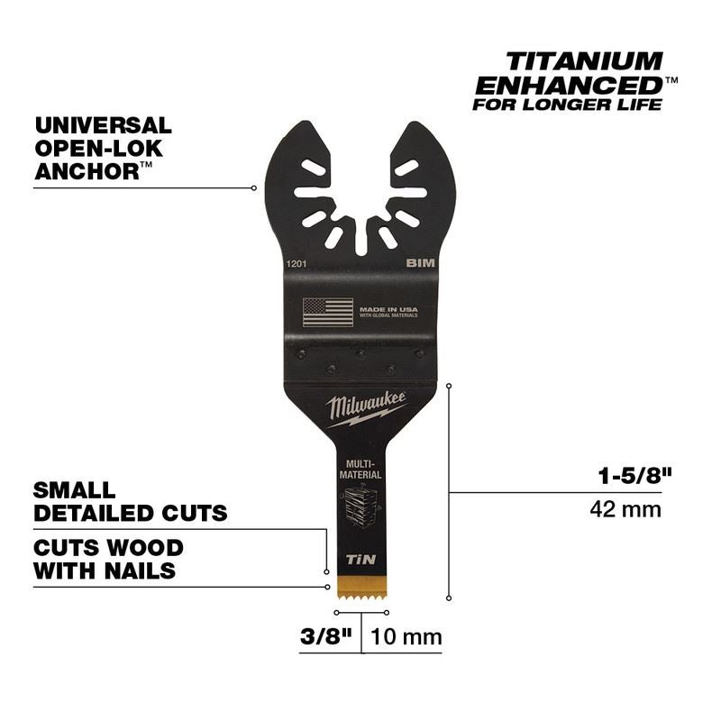 Milwaukee 49-25-1201 OPEN-LOK 3/8 in Titanium Enhanced Bi-Metal Multi-Material Blade 1 Pk