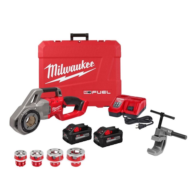 Milwaukee 2870-22 M18 FUEL Compact Pipe Threader w/ ONE-KEY w/ 1/2in - 1-1/4in Compact NPT Forged Aluminum Die Heads