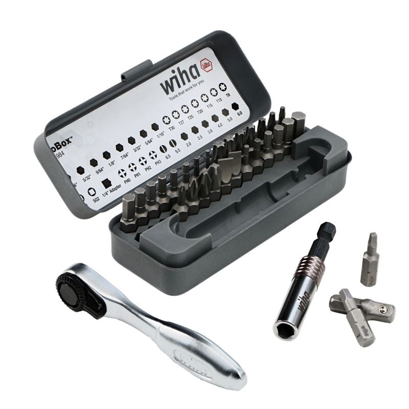 WIHA 74984 32 PIECE GOBOX STANDARD BIT SET WITH MINI RATCHET