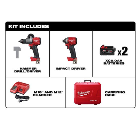 Milwaukee 2997-22 M18 FUEL 2-Tool Combo Kit: Hammer Drill/Impact