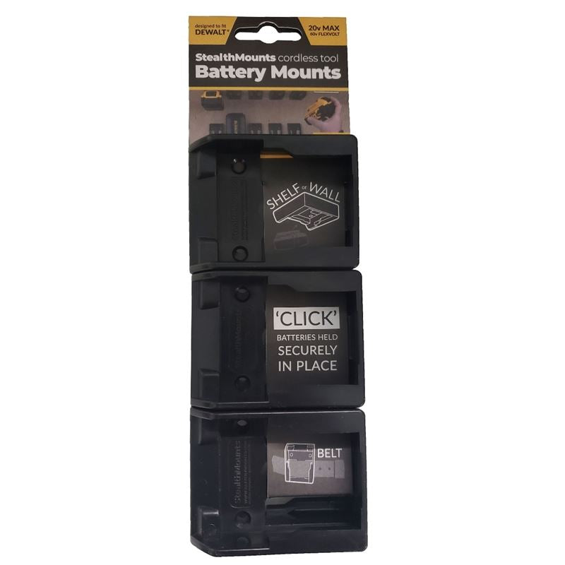 StealthMount BM-DW18-BLK-6 Dewalt 20V/60V Battery Mounts (6 Pack)