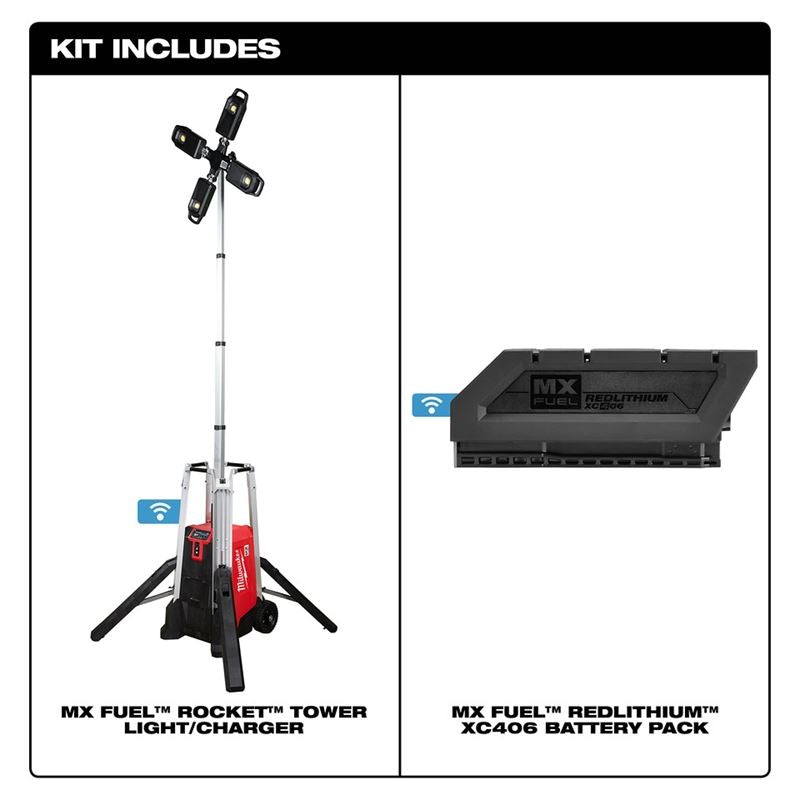 Milwaukee MXF041-1XC MX FUEL ROCKET TOWER LIGHT/CHARGER w/ 6 AMP KIT