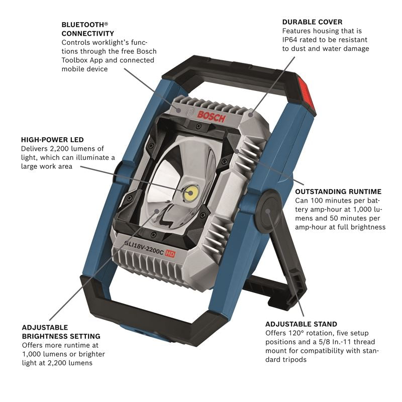 Bosch GLI18V-2200CN 18V Connected LED Floodlight (Bare Tool)