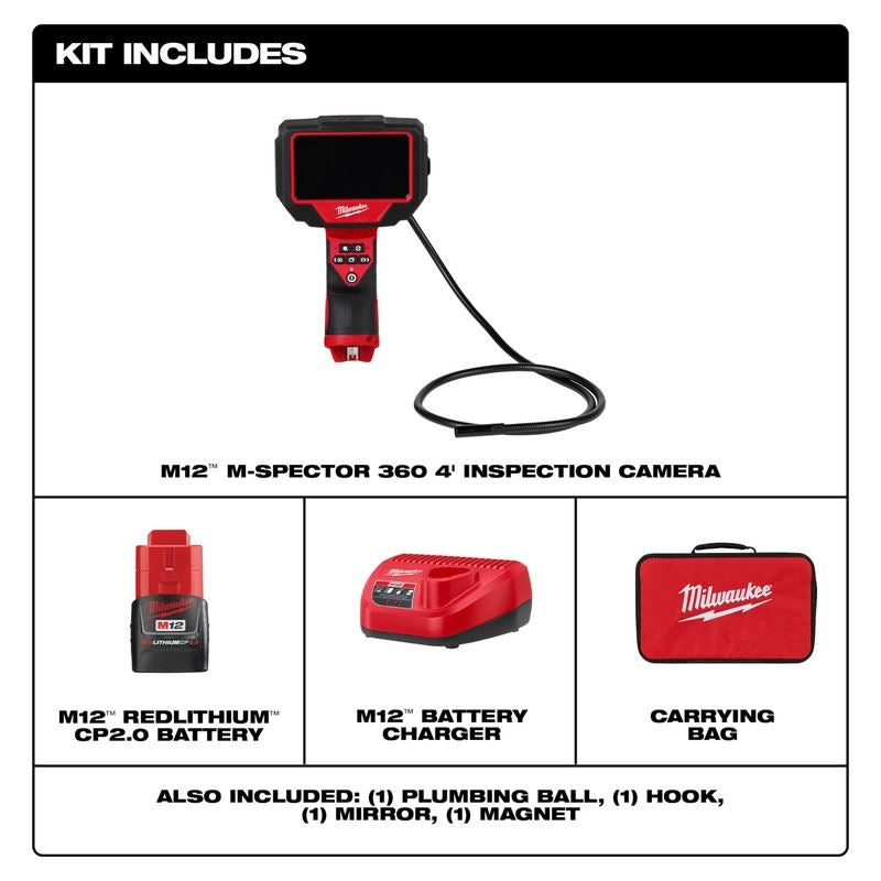 Milwaukee 2323-21 M12 M-Spector 360 4ft Inspection Camera