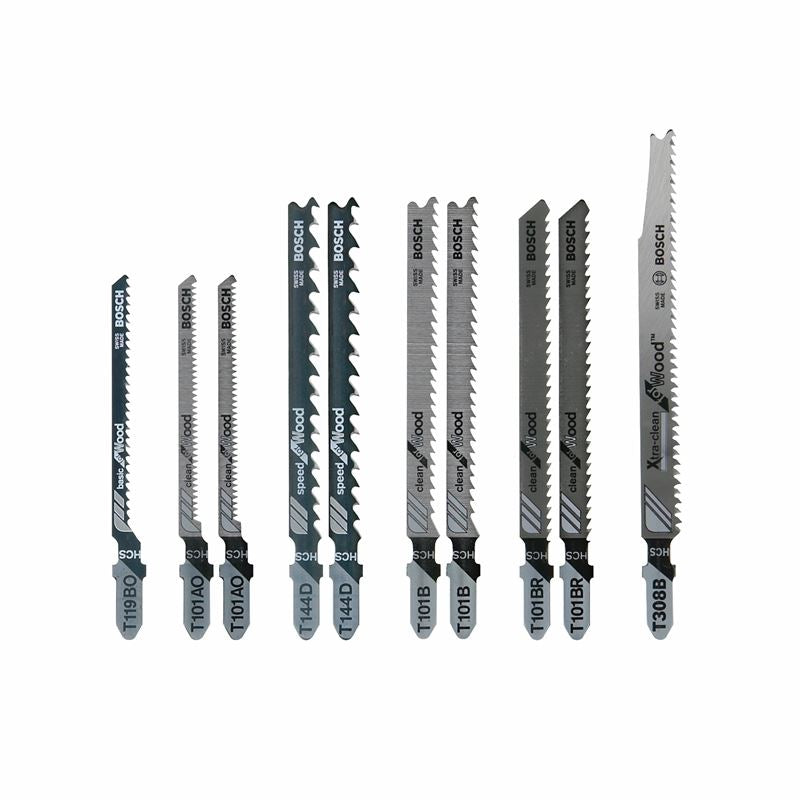 Bosch | T10RC 10 pc. T-Shank Jig Saw Blade Set Optimized for Extra-Clean Wood Cutting